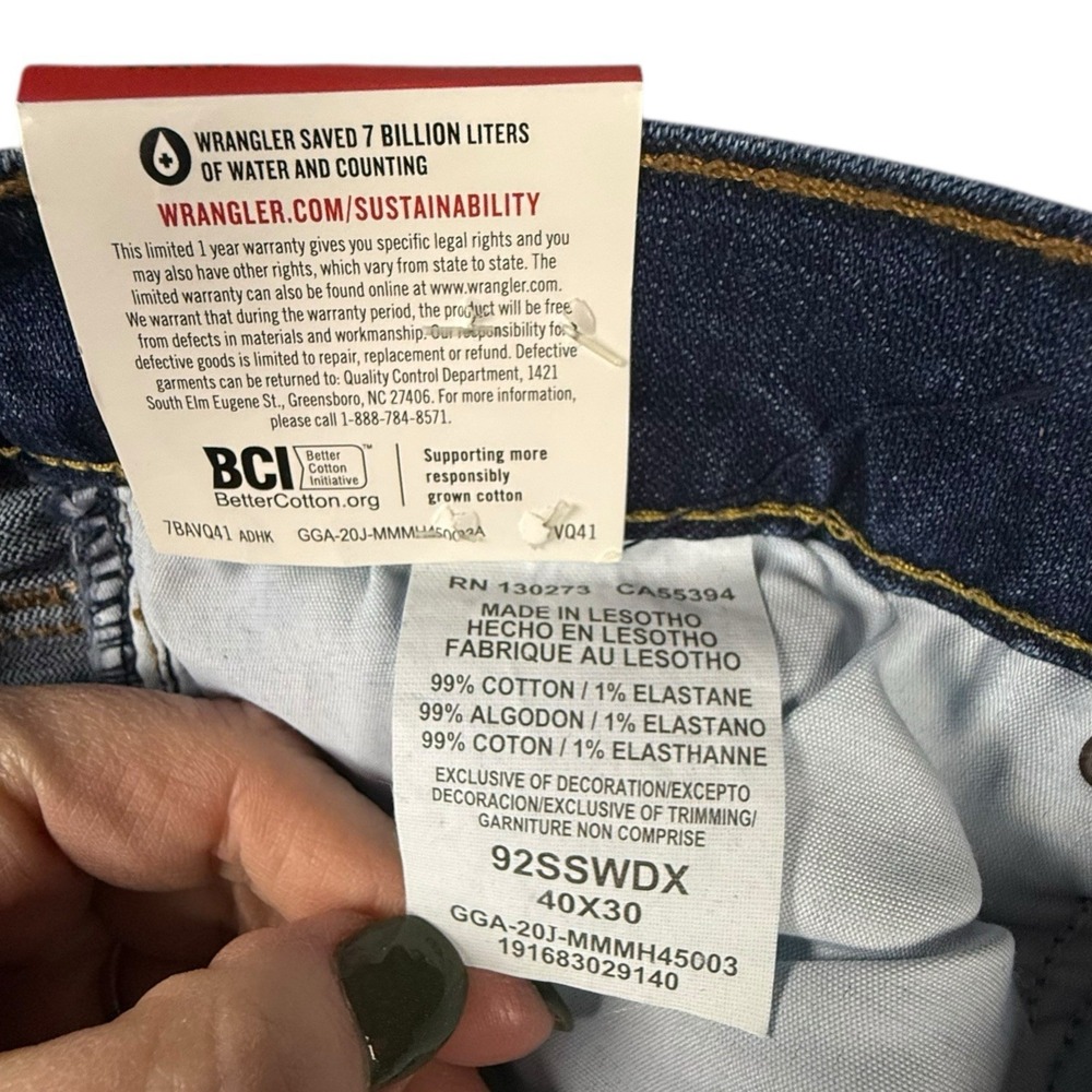 Wrangler 5-Pocket Slim‎ Straight Denim Jeans Men's Size 40x30 Flex Stretch New - Picture 4 of 8